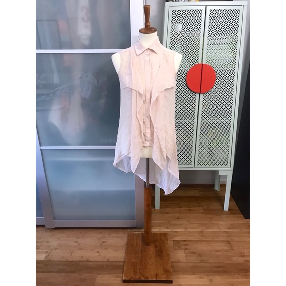 BCBGMaxAzria Kaley Silk Cascade Back Button Up Top - Picture 1 of 8